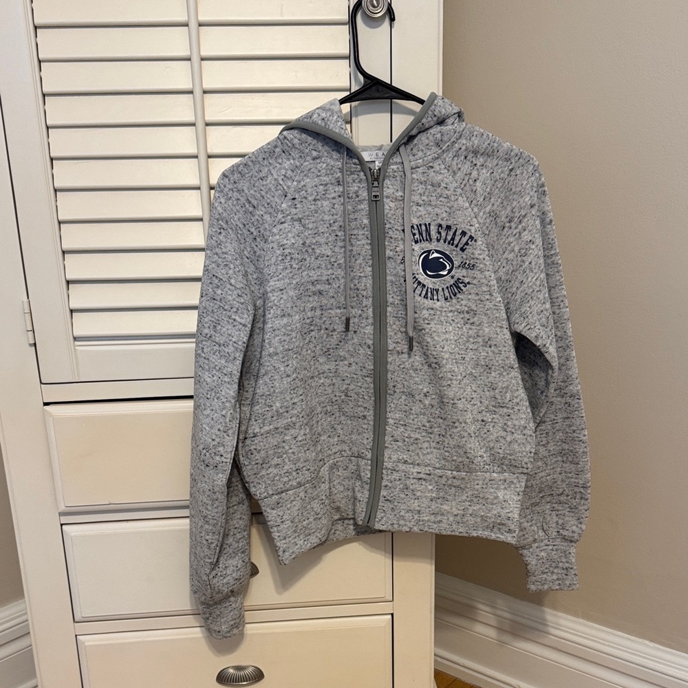 Penn State Grey Zip-Up Hoodie with Hood size small